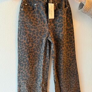 12th Tribe Leopard Print Jeans - Brown and Black